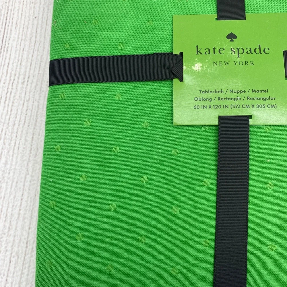 Kate Spade Tablecloth 60x120 Green Oblong Polka Dot Shamrock St Patrick Bright
